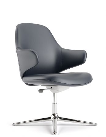 Конференц-крісло KRESLALUX AKIRA-V DARK BLUE, шкіряне