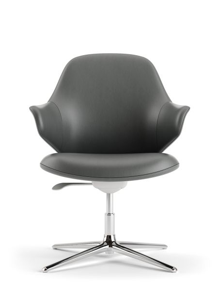 Конференц-крісло KRESLALUX AKIRA-V DARK GREY, шкіряне