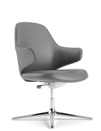 Конференц-крісло KRESLALUX AKIRA-V DARK GREY, шкіряне