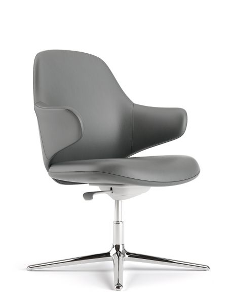 Конференц-крісло KRESLALUX AKIRA-V DARK GREY, шкіряне