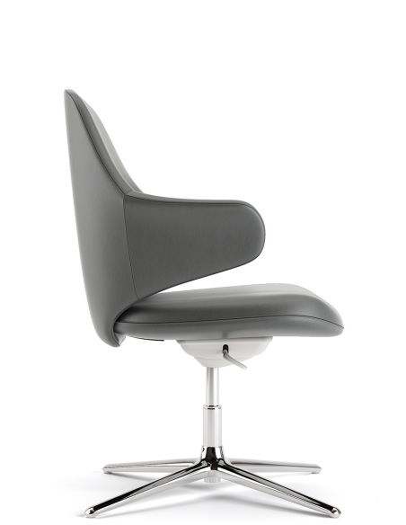 Конференц-крісло KRESLALUX AKIRA-V DARK GREY, шкіряне