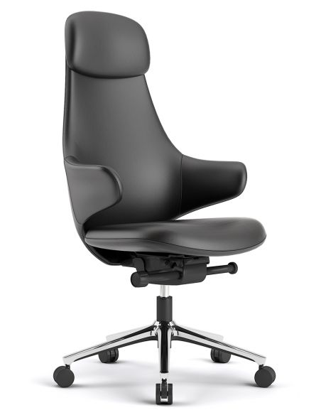 Крісло KRESLALUX AKIRA BLACK для керівника, шкіряне