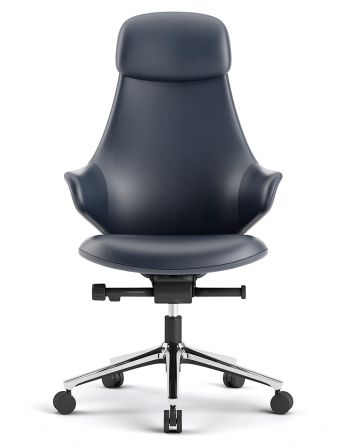 Крісло KRESLALUX AKIRA DARK BLUE для керівника, шкіряне 2