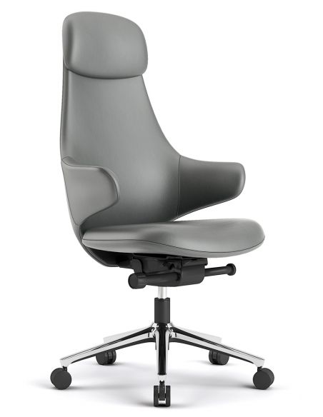 Крісло KRESLALUX AKIRA DARK GREY для керівника, шкіряне