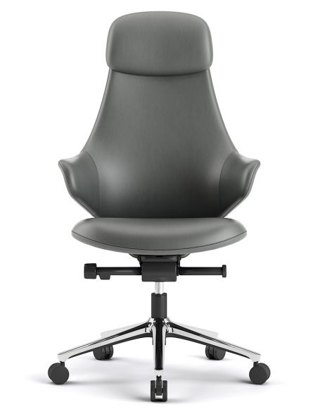 Крісло KRESLALUX AKIRA DARK GREY для керівника, шкіряне