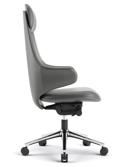 Крісло KRESLALUX AKIRA DARK GREY для керівника, шкіряне