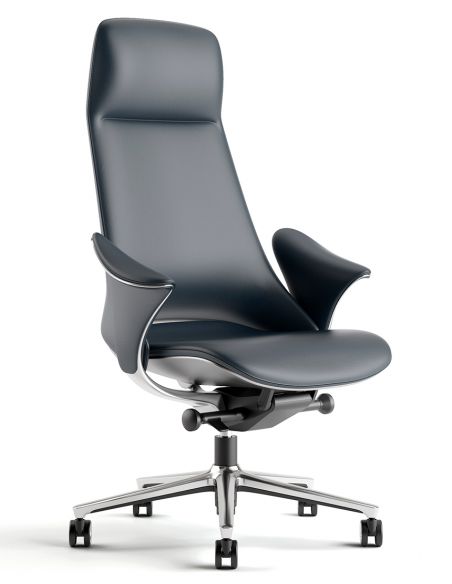 Крісло KRESLALUX PRIME-ON DARK BLUE для керівника, шкіряне