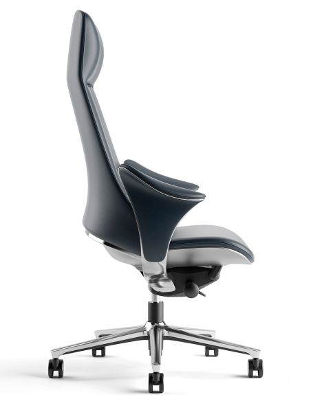 Крісло KRESLALUX PRIME-ON DARK BLUE для керівника, шкіряне