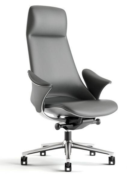 Крісло KRESLALUX PRIME-ON GREY для керівника, шкіряне