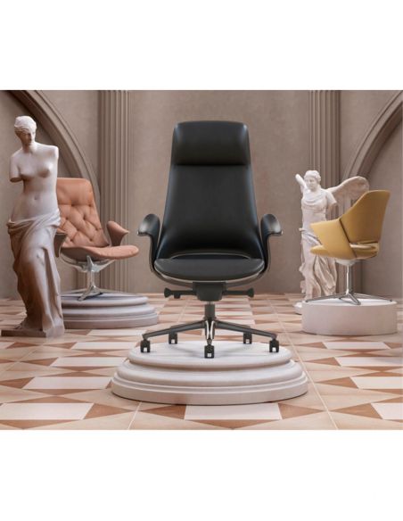 Крісло KRESLALUX PRIME-ON GREY для керівника, шкіряне