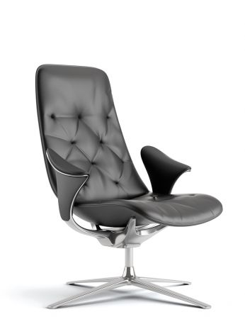 Лаунж-крісло KRESLALUX PRIME-ON-M BLACK, шкіряне