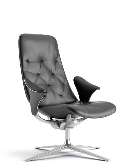 Лаунж-крісло KRESLALUX PRIME-ON-M BLACK, шкіряне