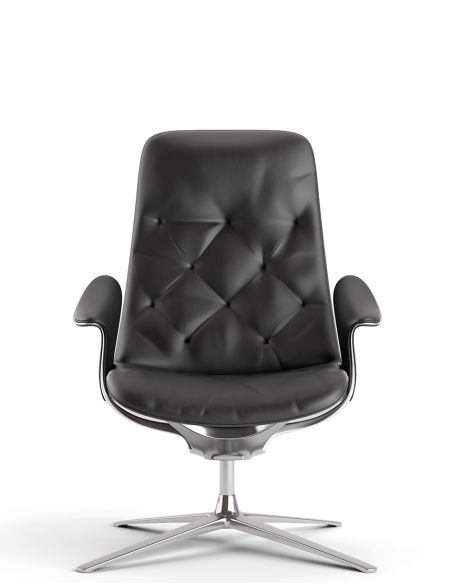 Лаунж-крісло KRESLALUX PRIME-ON-M BLACK, шкіряне