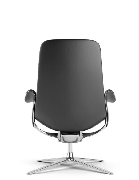 Лаунж-крісло KRESLALUX PRIME-ON-M BLACK, шкіряне