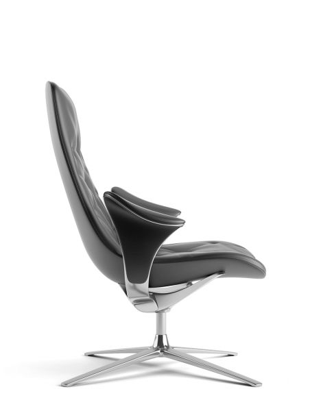 Лаунж-крісло KRESLALUX PRIME-ON-M BLACK, шкіряне