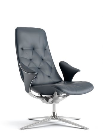 Лаунж-крісло KRESLALUX PRIME-ON-M DARK BLUE, шкіряне