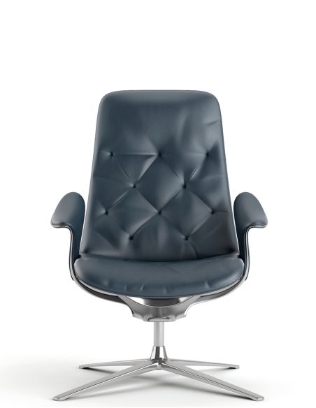 Лаунж-крісло KRESLALUX PRIME-ON-M DARK BLUE, шкіряне