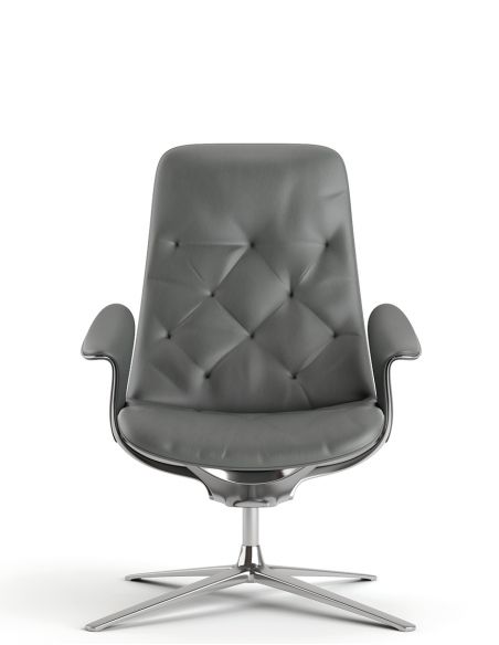 Лаунж-крісло KRESLALUX PRIME-ON-M GREY, шкіряне