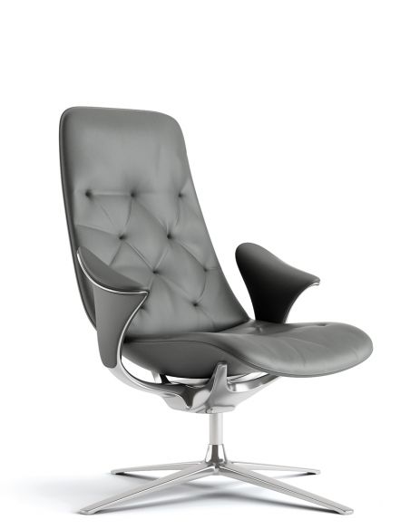 Лаунж-крісло KRESLALUX PRIME-ON-M GREY, шкіряне
