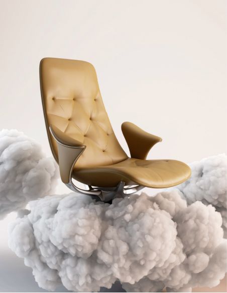 Лаунж-крісло KRESLALUX PRIME-ON-M KHAKI, шкіряне