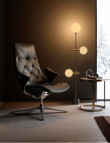 Лаунж-крісло KRESLALUX PRIME-ON-M KHAKI, шкіряне