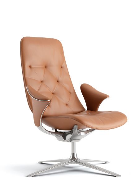 Лаунж-крісло KRESLALUX PRIME-ON-M ORANGE, шкіряне