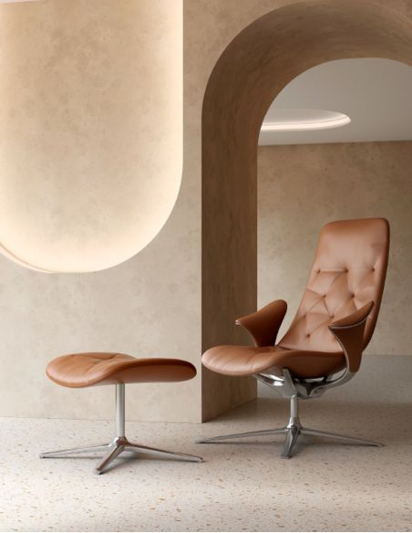 Лаунж-крісло KRESLALUX PRIME-ON-M ORANGE, шкіряне