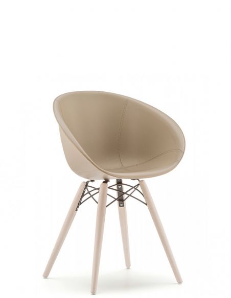 Стілець PEDRALI GLISS WOOD 904/F Шкіряний