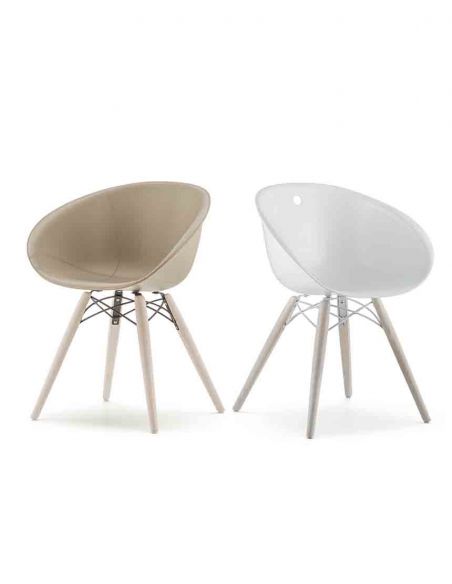 Стілець PEDRALI GLISS WOOD 904/F Шкіряний