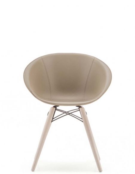 Стілець PEDRALI GLISS WOOD 904/F Шкіряний