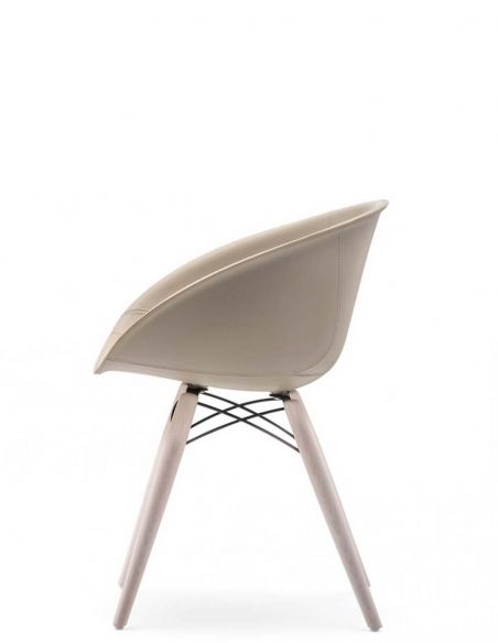 Стілець PEDRALI GLISS WOOD 904/F Шкіряний