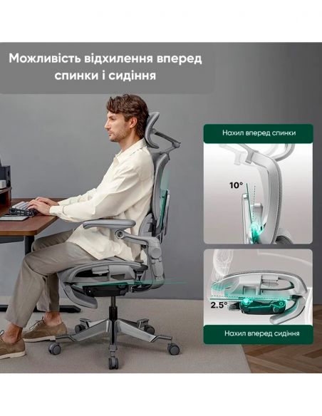 КРІСЛО HINOMI H2 PRO MINT GREEN, ергономічне, з підставкою для ніг