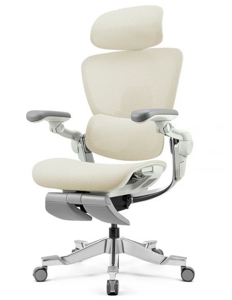 КРІСЛО HINOMI H2 PRO CREAM WHITE, ергономічне, з підставкою для ніг