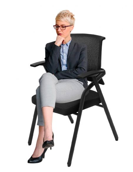 Крісло KRESLALUX  H-08 BLACK, з підлокітниками, для відвідувача