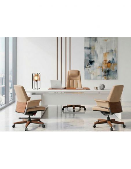 Крісло RANGER для керівника, шкіряне, бежевий колір