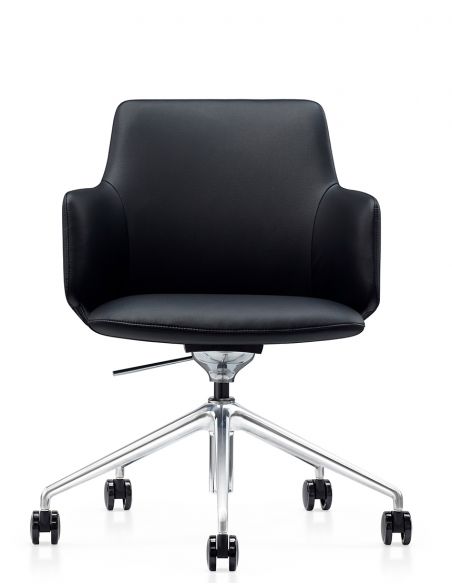 Конференц-крісло KRESLALUX FOCUS (B2416) BLACK, шкіряне