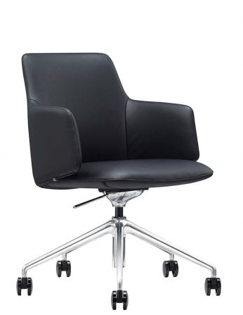 Конференц-крісло KRESLALUX FOCUS (B2416) BLACK, шкіряне