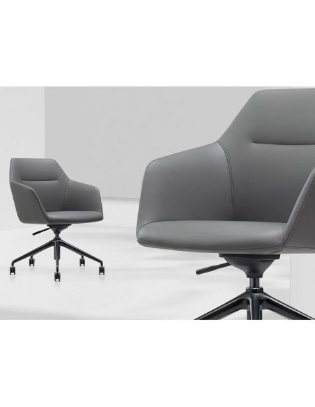 Конференц-крісло KRESLALUX CLARK (B2401-H) GREY, шкіряне