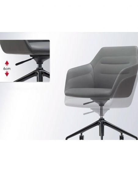 Конференц-крісло KRESLALUX CLARK (B2401-H) GREY, шкіряне