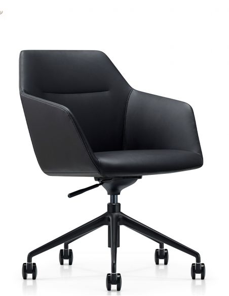 Конференц-крісло KRESLALUX CLARK (B2401-H) BLACK, шкіряне