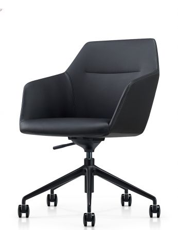 Конференц-крісло KRESLALUX CLARK (B2401-H) BLACK, шкіряне 2