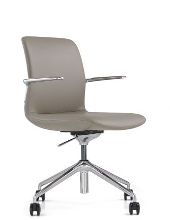 Конференц-крісло KRESLALUX MILA (FK015-B11) GREY, шкіряне