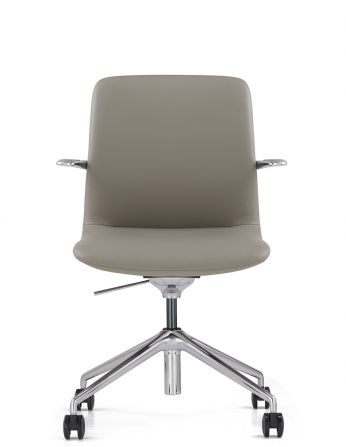 Конференц-крісло KRESLALUX MILA (FK015-B11) GREY, шкіряне 2