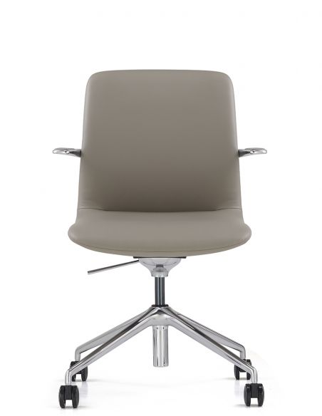 Конференц-крісло KRESLALUX MILA (FK015-B11) GREY, шкіряне