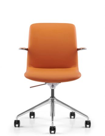 Конференц-крісло KRESLALUX MILA (FK015-B11) ORANGE, шкіряне 2