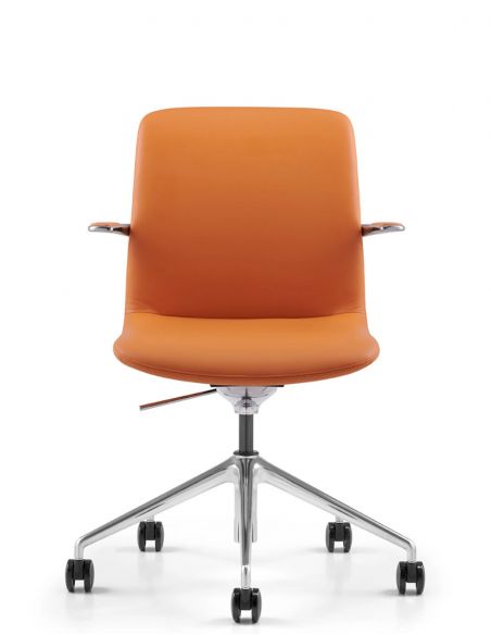 Конференц-крісло KRESLALUX MILA (FK015-B11) ORANGE, шкіряне
