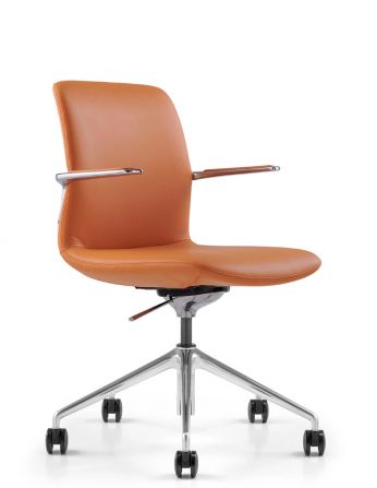 Конференц-крісло KRESLALUX MILA (FK015-B11) ORANGE, шкіряне