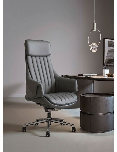 Крісло KRESLALUX STAR-S GREY для керівника, шкіряне