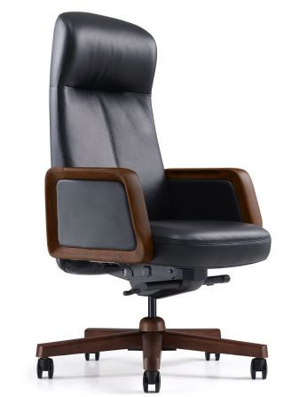 Крісло KRESLALUX A2560 BLACK для керівника, шкіряне