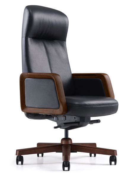 Крісло KRESLALUX A2560 BLACK для керівника, шкіряне